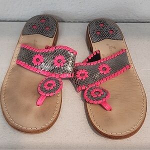 Hot neon pink and silver snake jack rogers sz 8